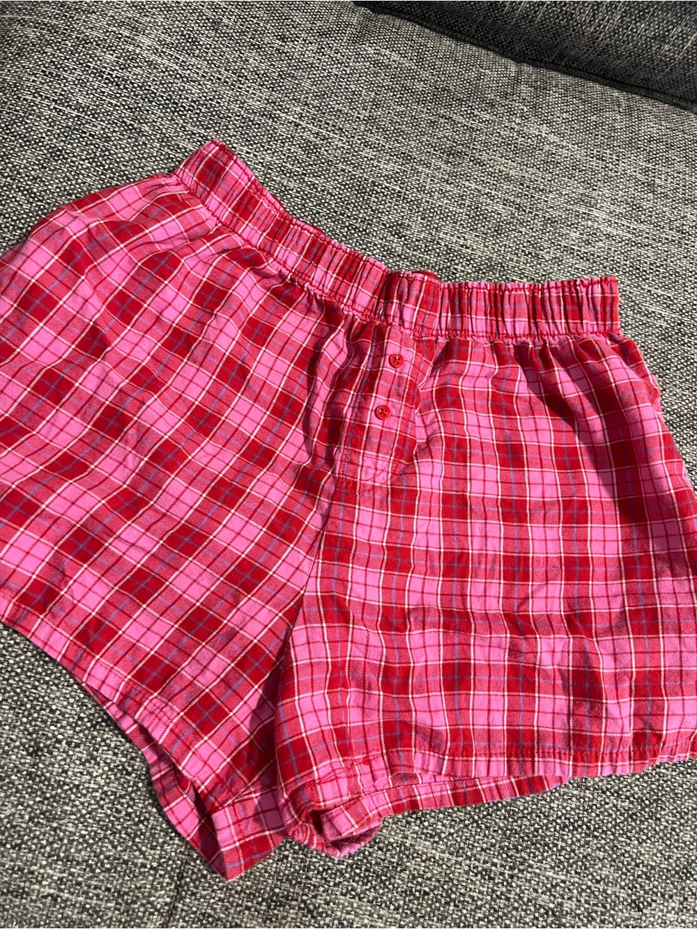 Colsie Pink and Red Plaid Cotton Shorts